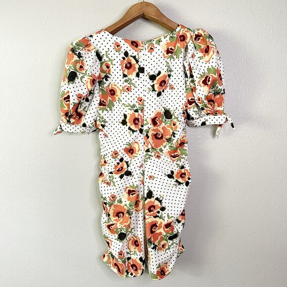 Lavish Alice Floral Polka Dot Puff‎ Sleeve Mini Dress - Size 12 - Picture 9 of 14